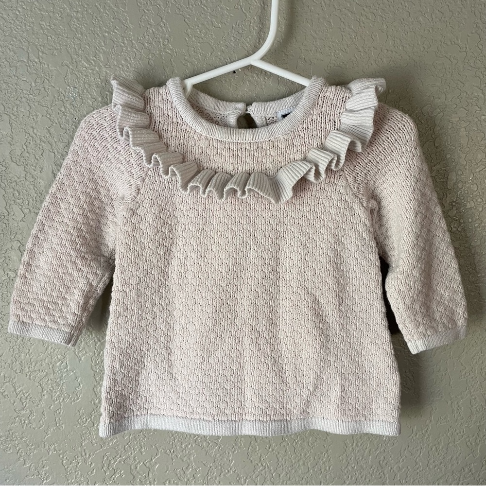 Jamie & Jack Baby Girls 6-12M Light Pink Ruffle Long Sleeve Knit Sweater Top